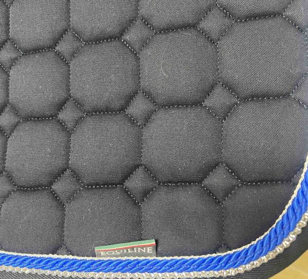 Equiline Octagon Quilted Jumping Saddle Pad Navy Royal Blue Swarovski Silver