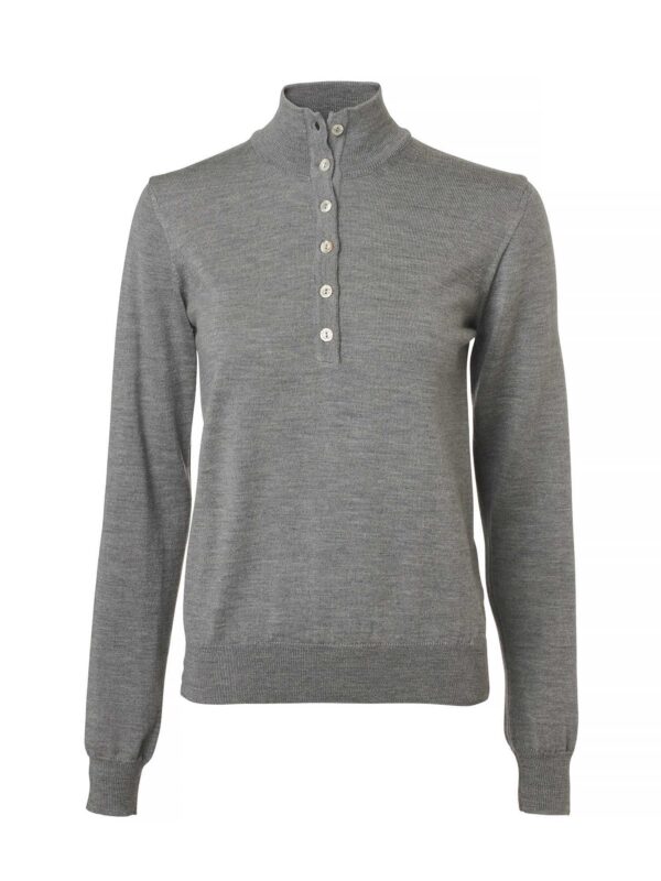 Chevalier Blaise Buttoned Merin Pullover Smoked Gray