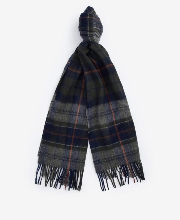 Barbour Brack Patchwork Tartan Scarf Navy/Dk Ginge