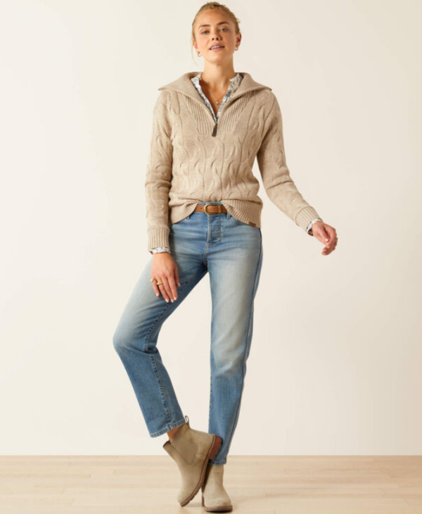 Ariat Alamere 1/2 Zip Sweater Oatmeal Heather - Bild 4