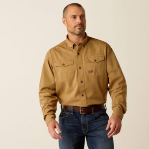 Ariat Rebar Washed Twill LS Work Shirt Khaki