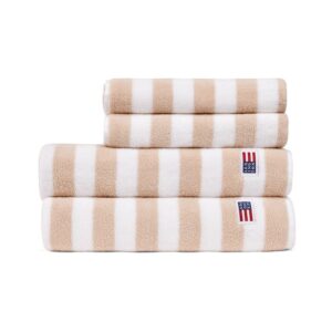 Lexington Block Striped Towel Moonbeam/White/Green