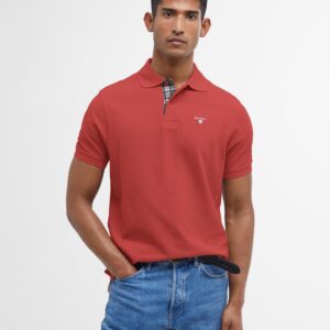 Barbour Tartan Pique Polo Shirt Red Spice