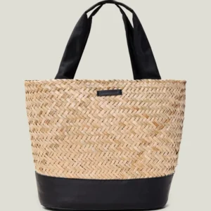 Lexington Contrast Detail Straw Bag Beige