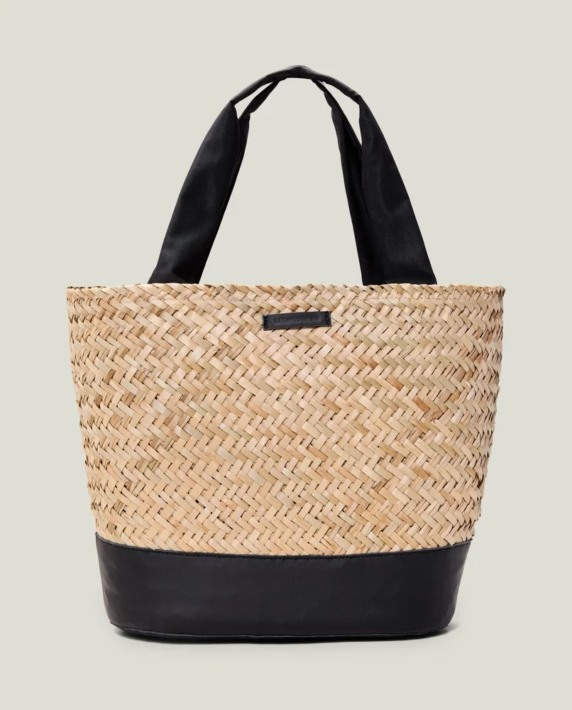 Lexington Contrast Detail Straw Bag Beige