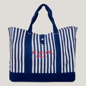 Lexington Herringbone Beach Bag Blue/White Stripe