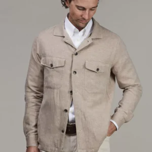 Hansen & Jacob Linen Twill Overshirt Brown