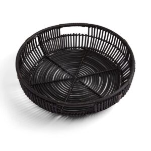 Lexington Black Round Rattan Tray