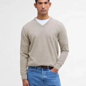 Barbour Essentail LW V Neck Stone