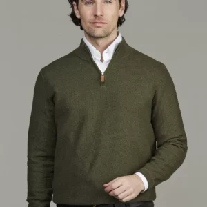 Hansen & Jacob Half zip Structure knit grön