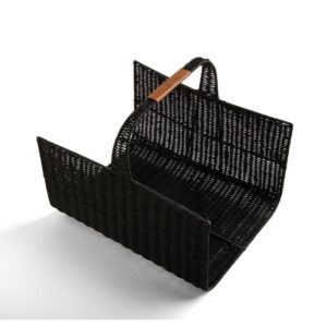 Lexington Black Rattan Firewood Holder