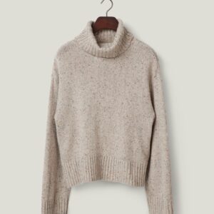 Lexington Wool Blend Roll Neck Beige Melange