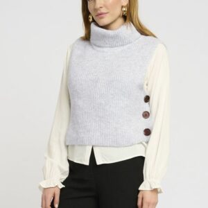 Cream CRStarfi Short Knit Slipover Light Grey