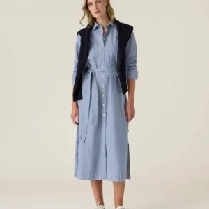 lexington Casual Long Poplin Shirt Dress Blue/white
