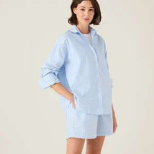 Lexington Casual Org Cotton Poplin Blue Multi Stri