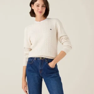 Lexington Org Cotton Cable Knitted SWTR OffWhite