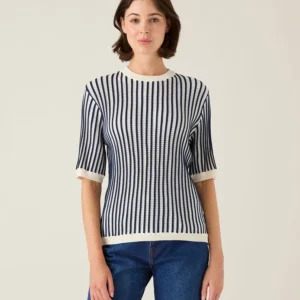Lexington Multi Striped Short Sleeve Knitted SWTR