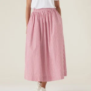 Lexington Org Cotton Poplin Skirt Red/white strip