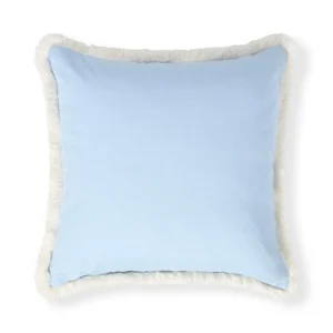 Lexington Linen/Cotton Fringe Pillow Cover Blue