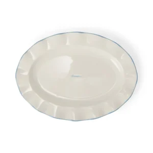 Lexington Stoneware Wavy Oval Platter Bl/Wh