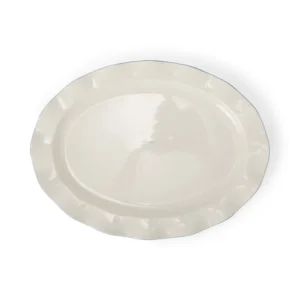 Lexington Stoneware Wavy Oval Platter Bl/Wh