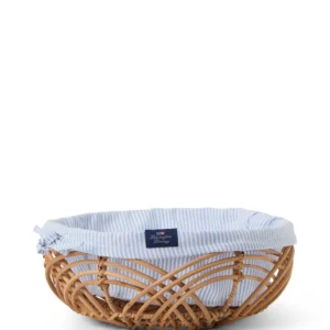 Lexington Wavy RattanBasket w Liner 25*25*10 BL/WH