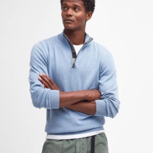 Barbour Cotton Half Zip Dk Chambray