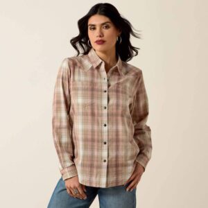 Ariat Billie Jean Ls Shirt White Pepper Coral Plai
