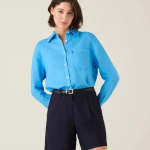 Lexington Classic Linen Shirt Blue