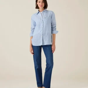 Lexington Classic Linen Shirt  Blue/white Stripe