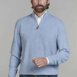 Hansen & Jacob Half Zip Structure Knit Blue