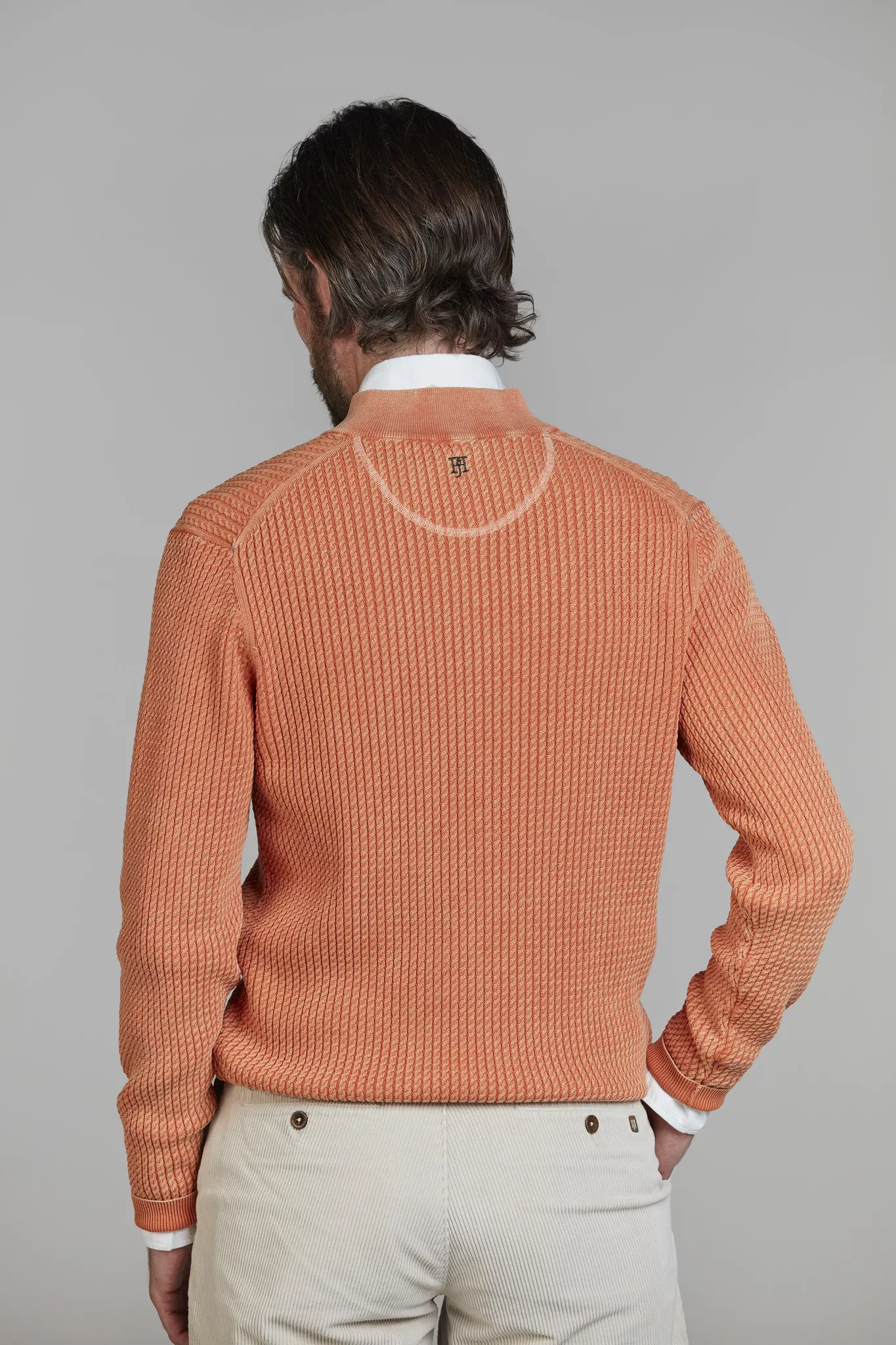 Hansen & Jacob Half Zip Vintage Wasch Knit Soft Orange - Bild 6