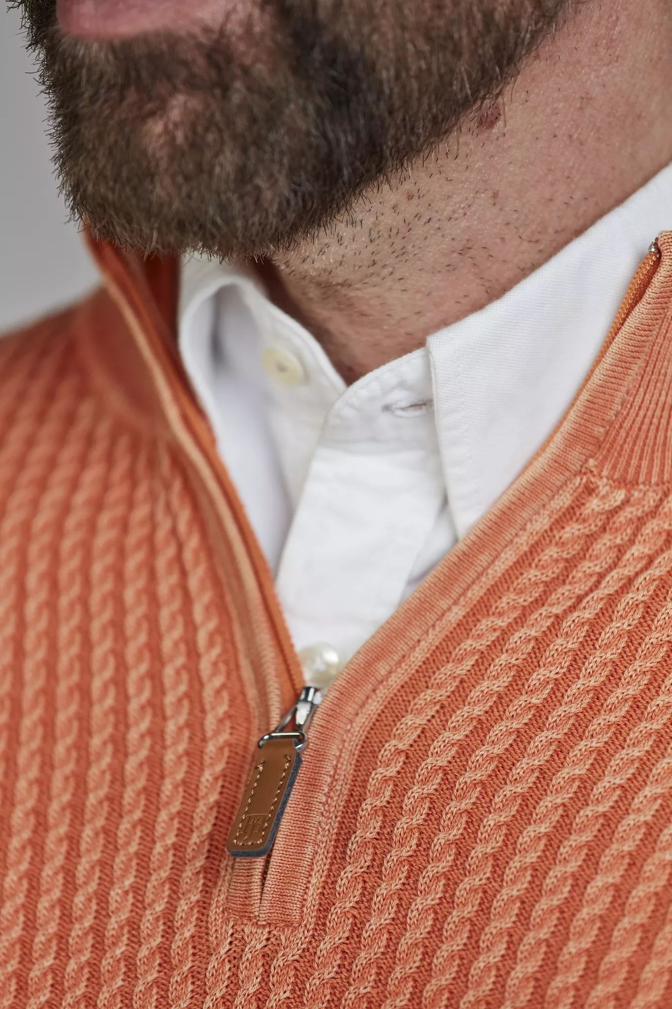 Hansen & Jacob Half Zip Vintage Wasch Knit Soft Orange - Bild 4