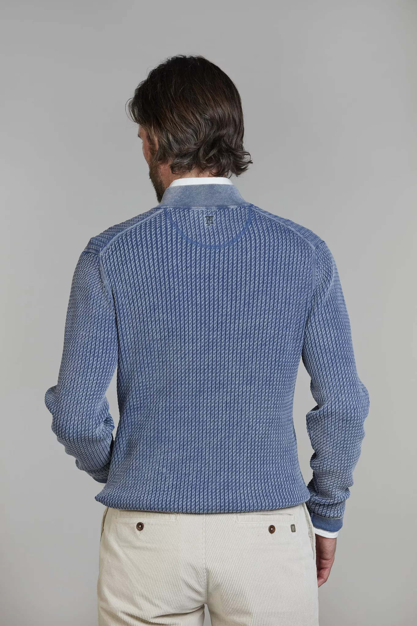 Hansen &  Jacob Half Zip Vintage Wasch Knit Blue - Bild 6