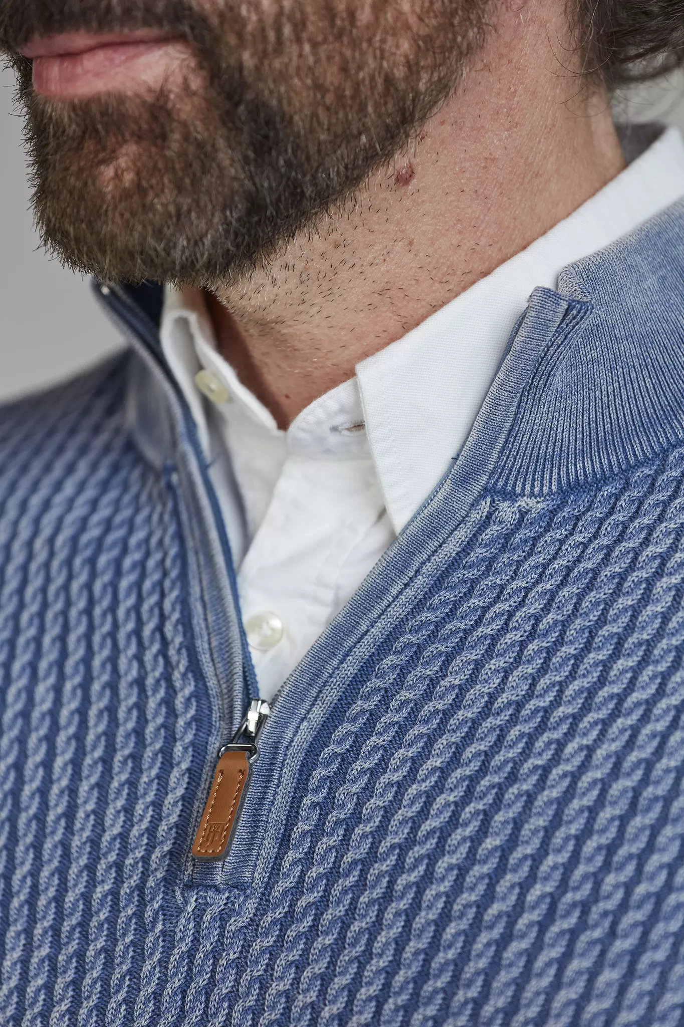 Hansen &  Jacob Half Zip Vintage Wasch Knit Blue - Bild 4