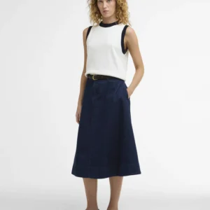 Barbour Maia Denim Midi Skirt Rinse Wash