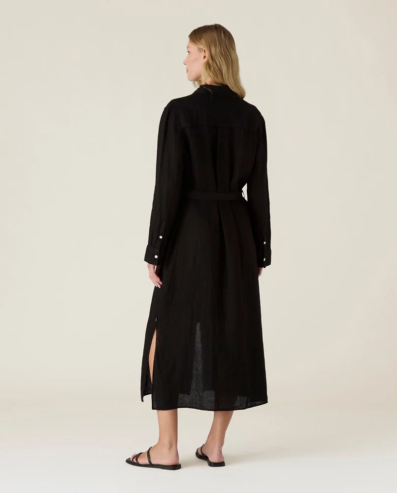 Lexington Long Linen Shirt Dress Black - Bild 4