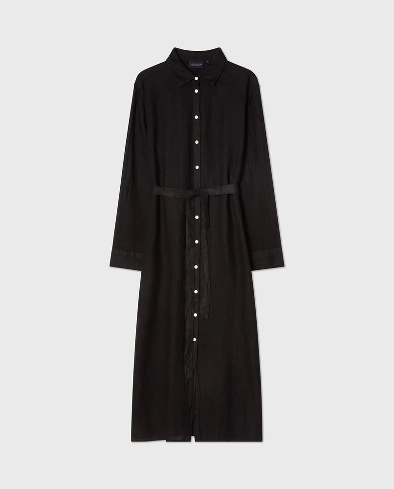 Lexington Long Linen Shirt Dress Black - Bild 2