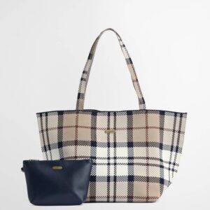 Barbour laya Tartan Large Tote Bag Rosewood Tartan